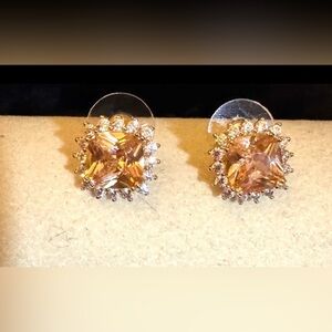 Swarovski crystal stud earrings surrounded by clear crystals post back